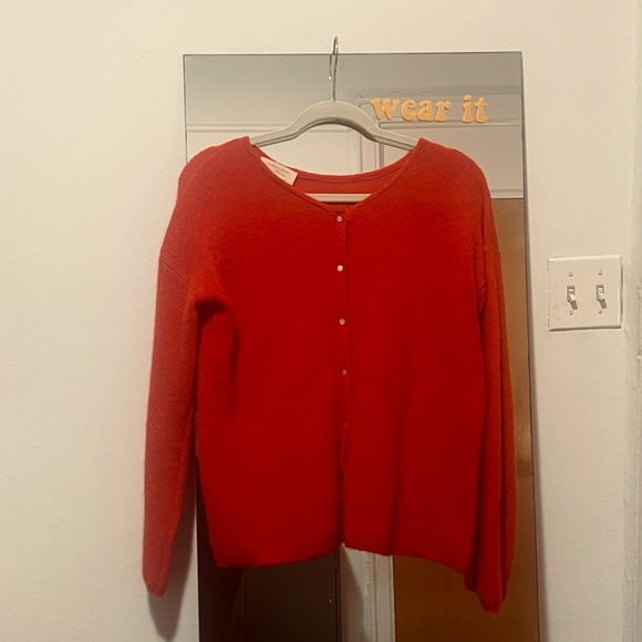 Sezane Bright Red Cardigan - Picture 2 of 4